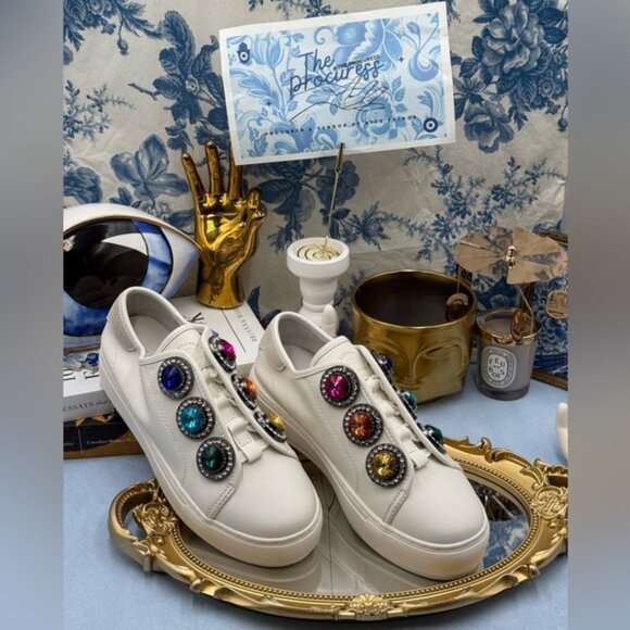 🆕 KURT GEIGER LONDON 🧿 NWOB Laney Octavia Sneaker, White Leather, Sz 39 US 8.5 - Picture 2 of 16